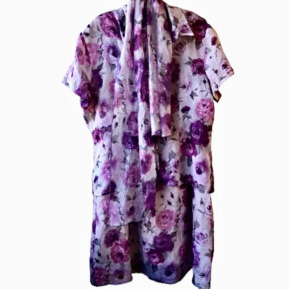 Dressbarn Vintage 90's OUTFIT Floral Skirt + Blouse Jacket + Scarf - Picture 6 of 12